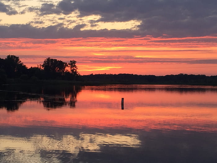 sunset over water