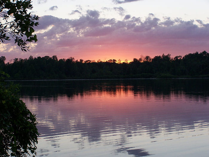 Sunset at Rifle River with pink sky