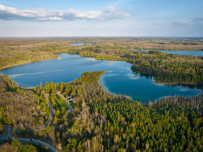 Birds eye view at Rifle River