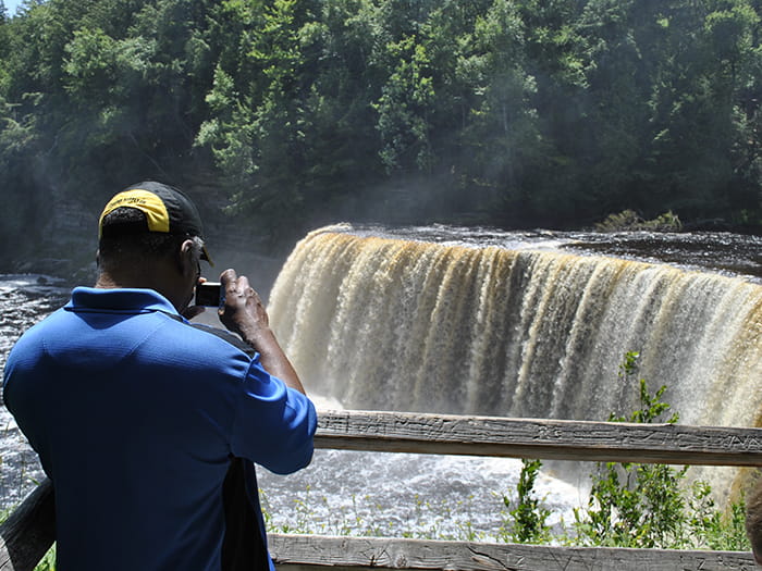 Taking photo of falls
