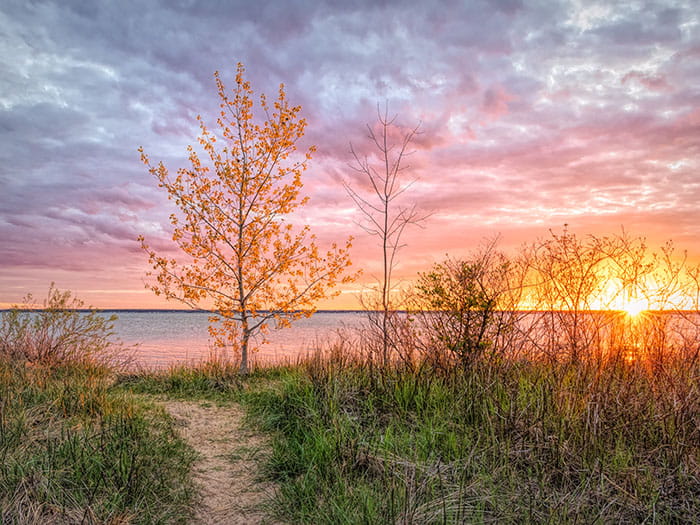 pastel sky over lake