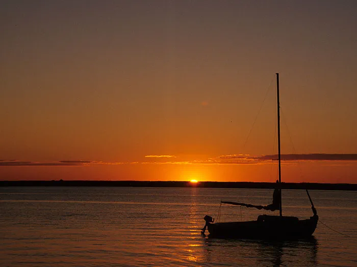 sunset lake huron