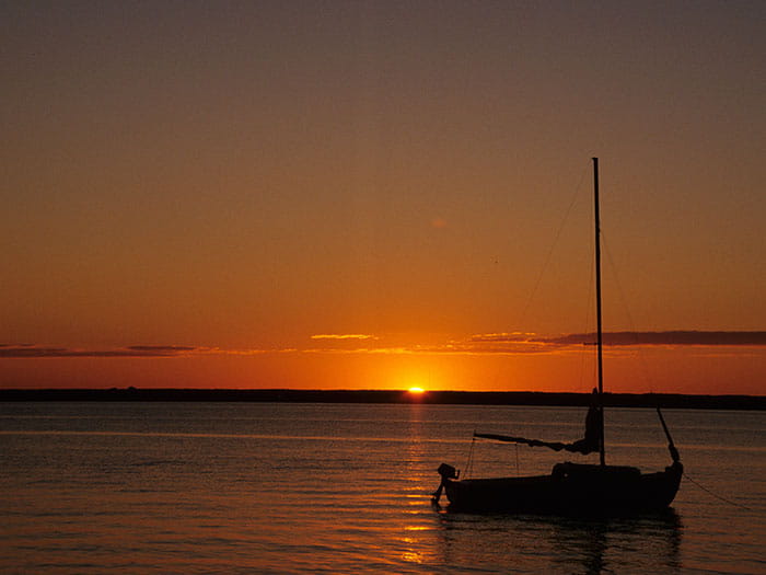 sunset lake huron