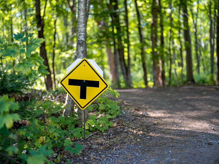 natural surface trail with ORV signage