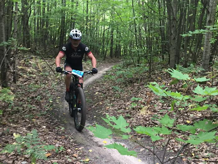 A mountain biker on the Chippewa Hills trail