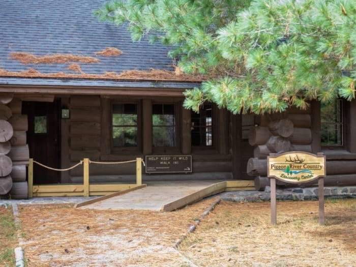 The entrance to the Pigeon River Country Discovery Center