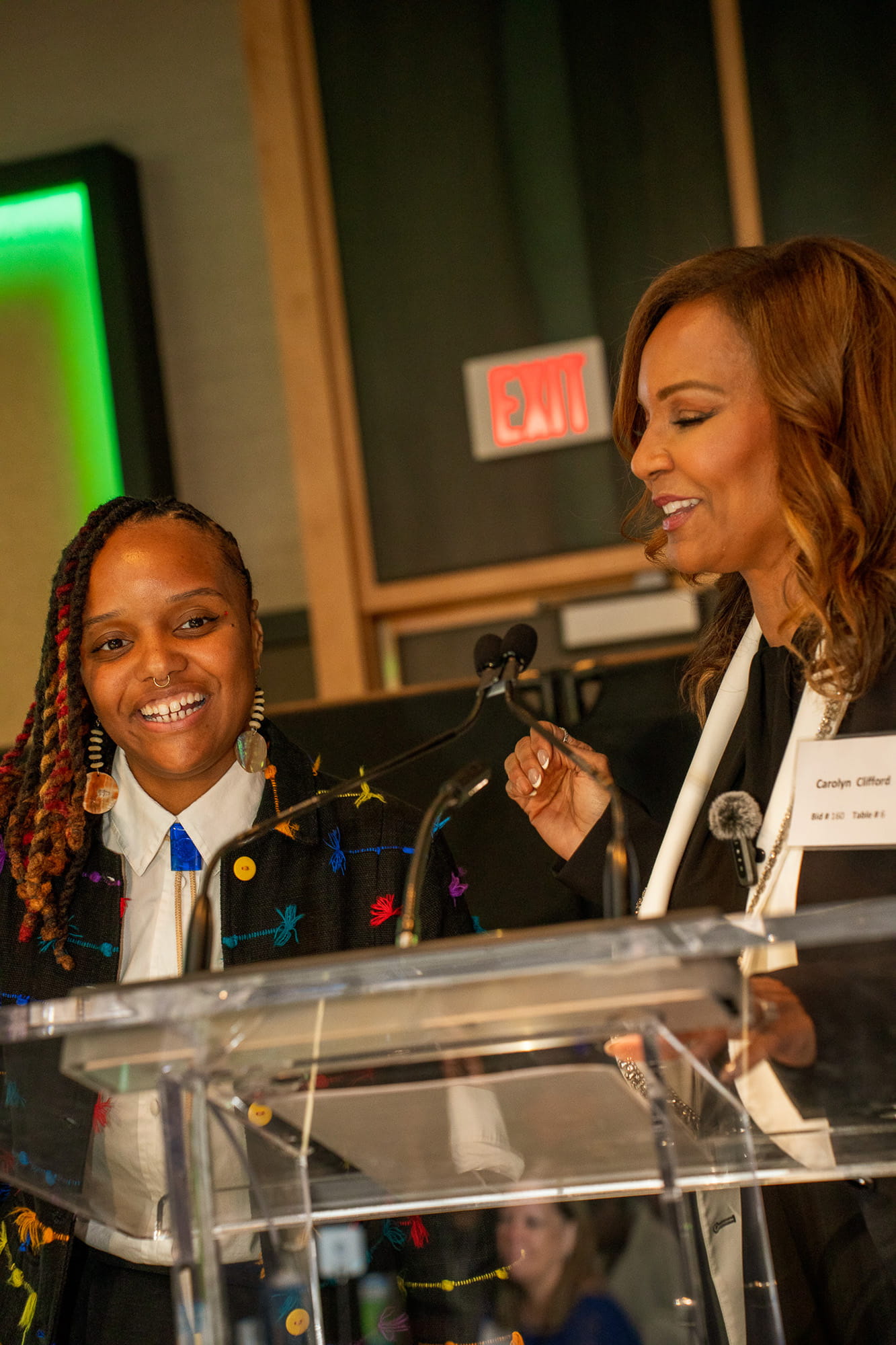 The featured speaker and Carolyn Gifford at the podium