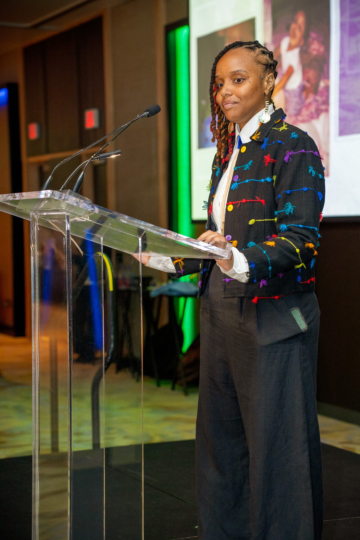 The featured speaker addresses the crowd