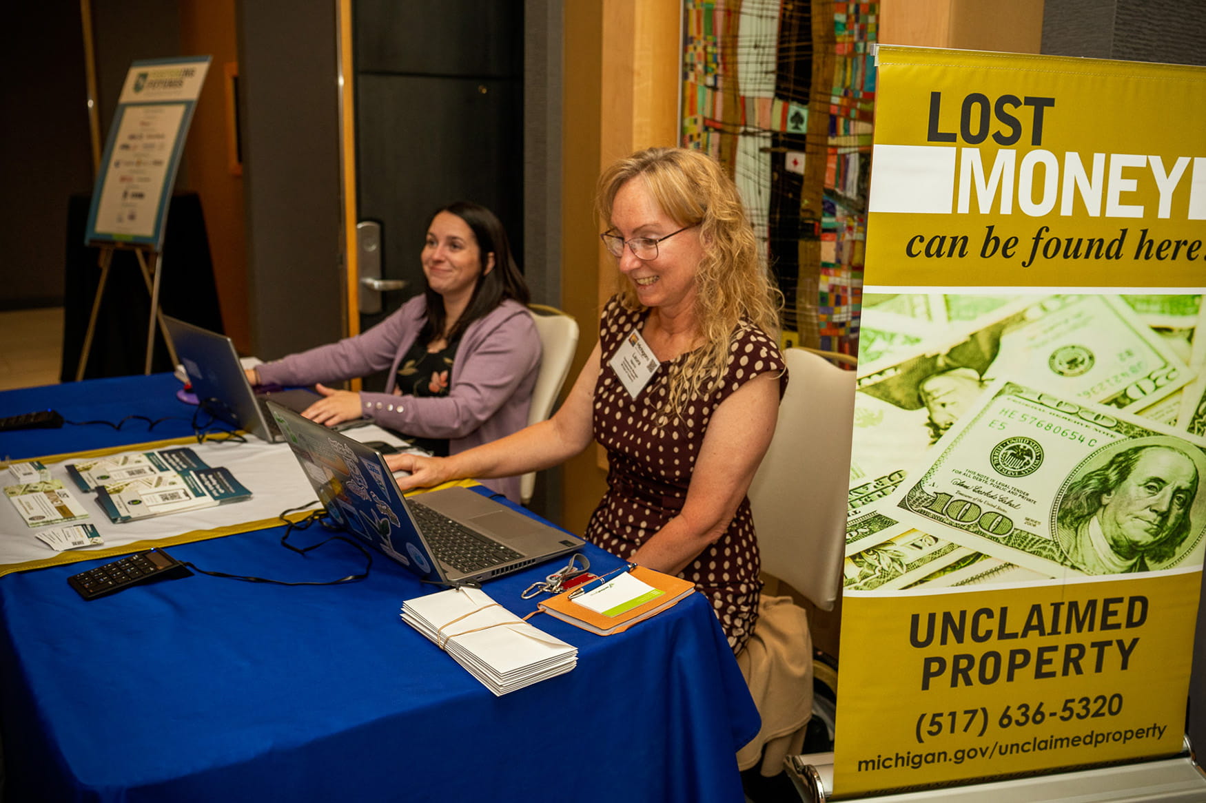 Unclaimed Property had a table at the Gala, helping to reunite attendees with lost money