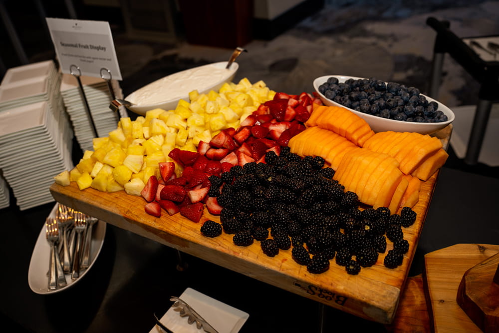 A beautiful display of fresh fruit served at the reception. 