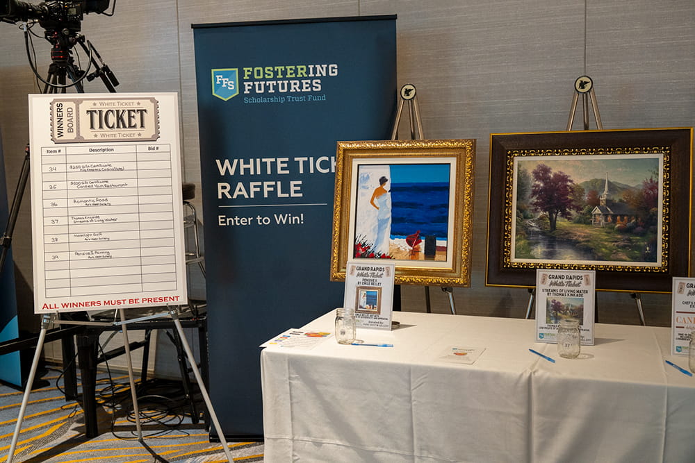 Artwork that is available to bid on in the White Raffle