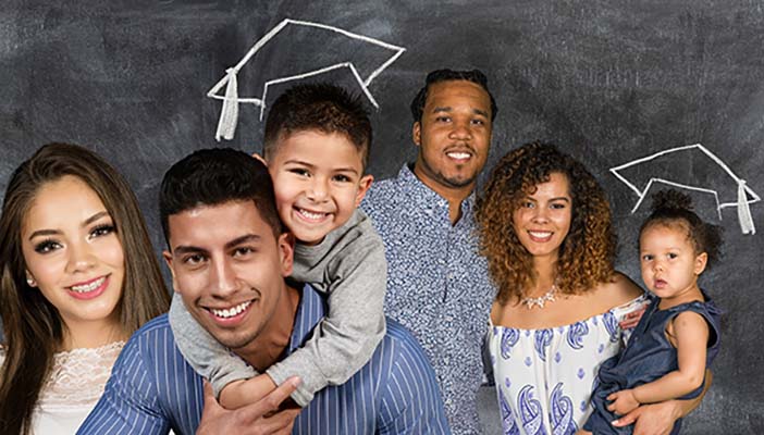 two families smiling