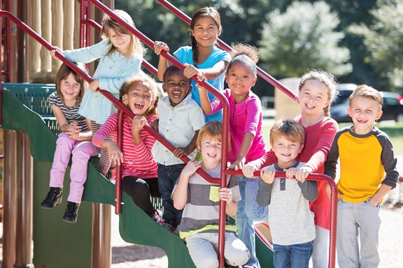 Image of children on steps