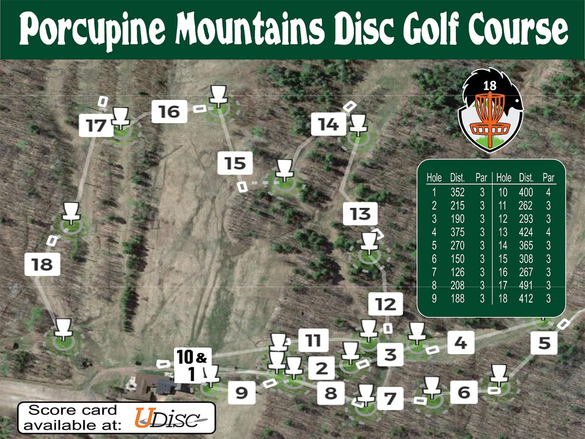 Porkies disc golf course map