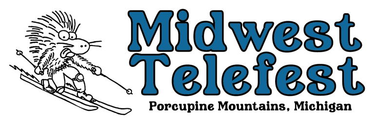 logo representing a porcupine riding telemark skis