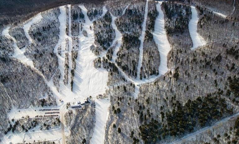 an overhead view of the mountain trails