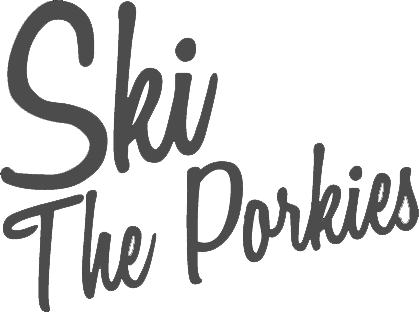 Ski the Porkies in cursive