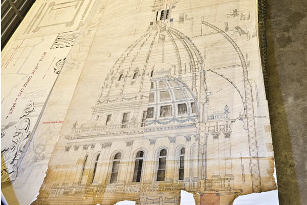 Historical drawing of the Michigan State Capitol dome.