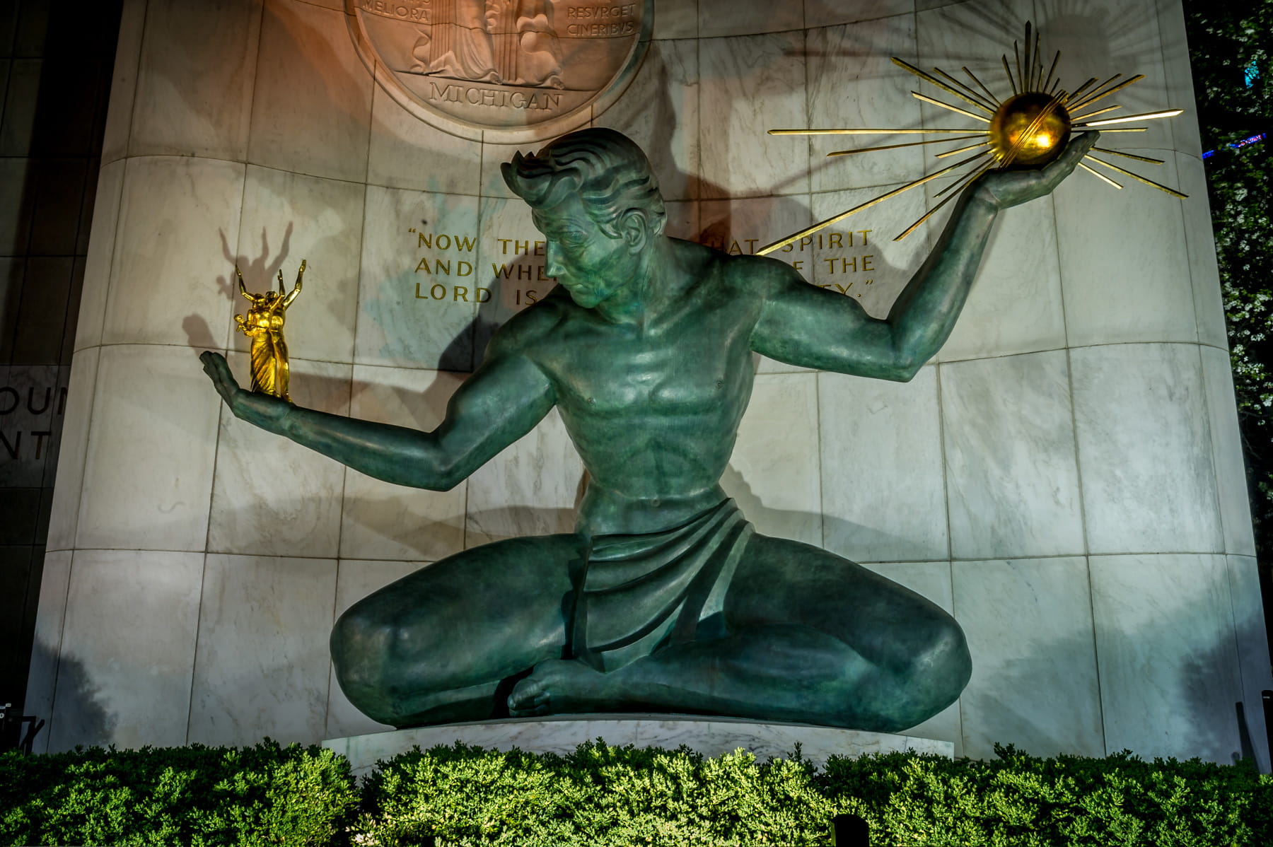 Spirit of Detroit. Image of statue in Detroit.