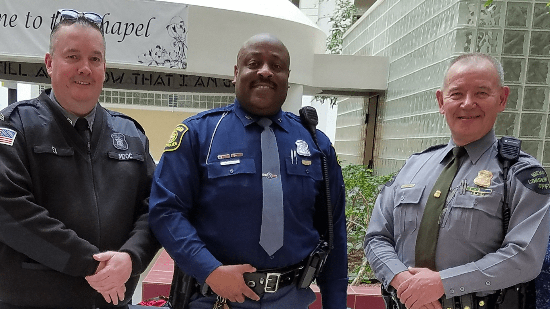 Photo of MDOC, MSP and DNR Officers.
