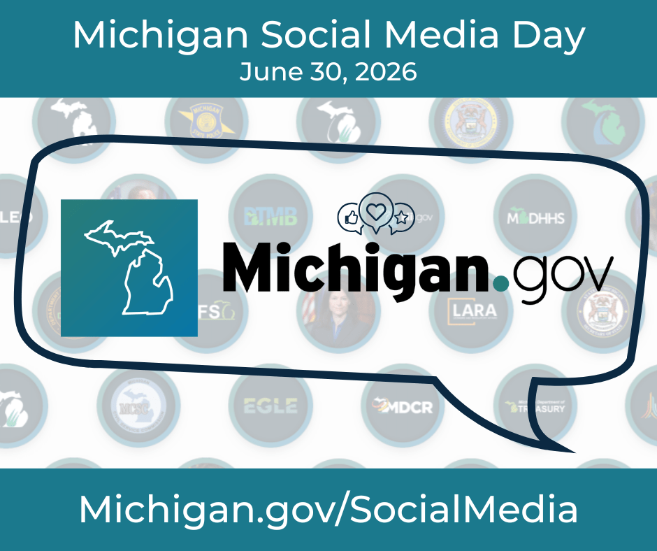 June 30, 2026, Social Media Day in Michigan. Michigan.gov/SocialMedia. 