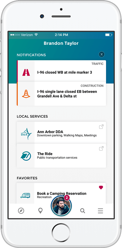 MiPage Phone App Saved Locations