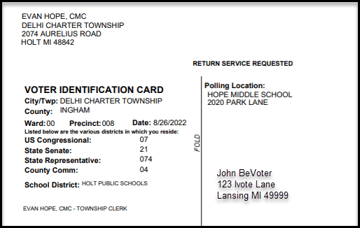 Example of a voter ID card