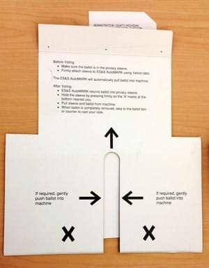 ES&S VAT card in sleeve