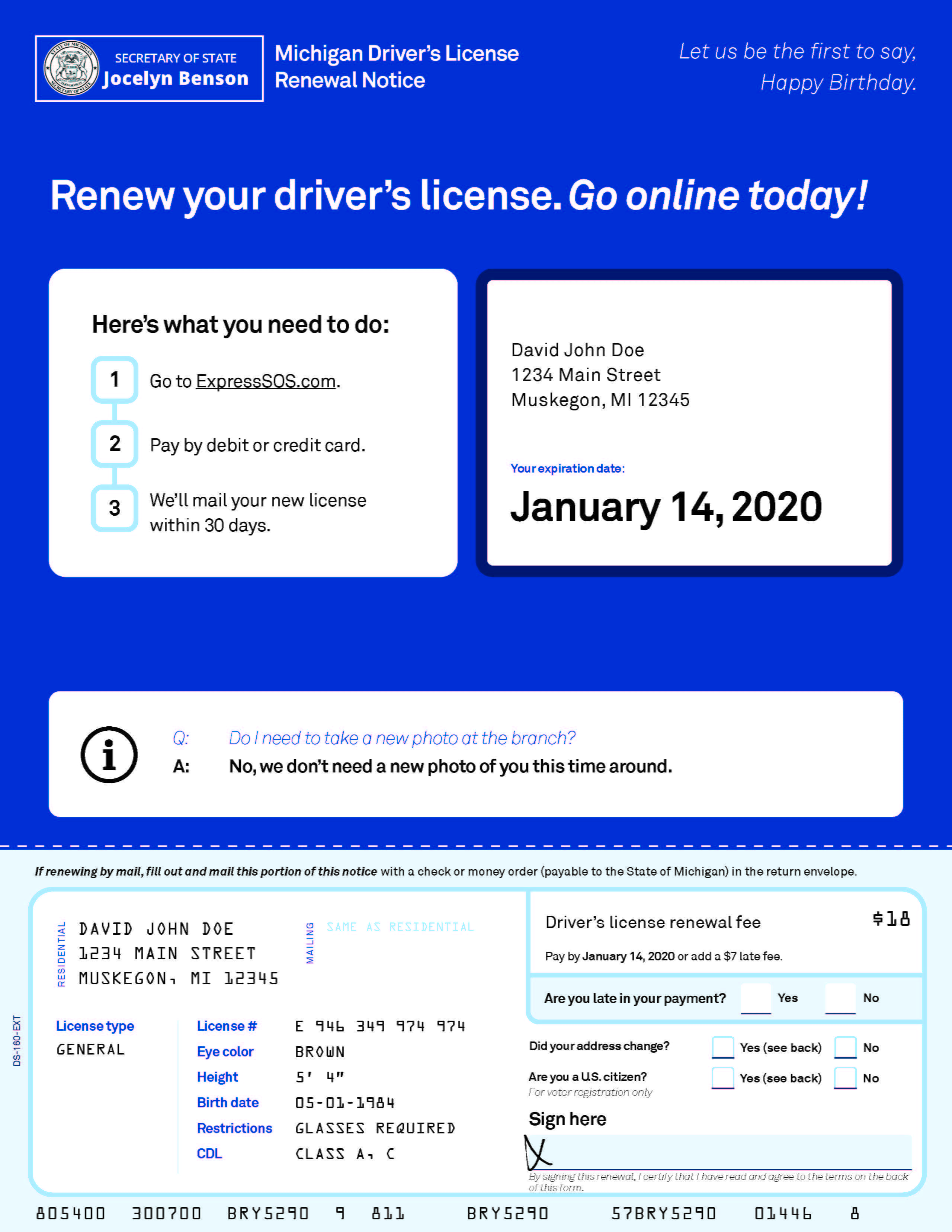 License or ID renewal