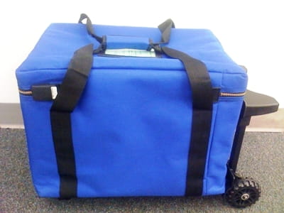 Blue Bag With Wheels Balot Container