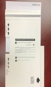 Liberty Vote ICX ballot in sleeve