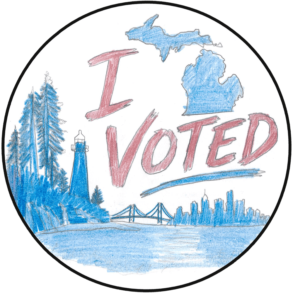 Michigan landscape I voted sticker