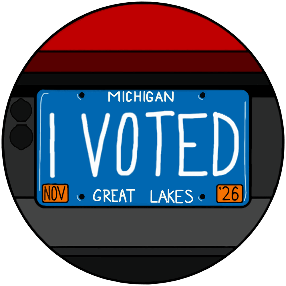Michigan license plate I voted sticker
