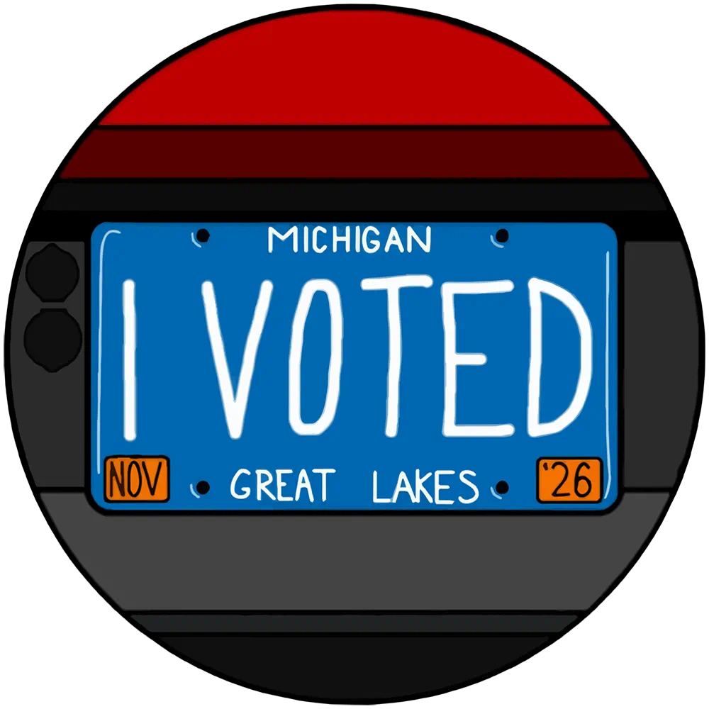 Michigan license plate I voted sticker
