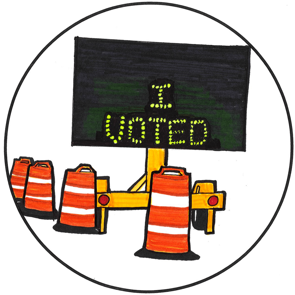 Construction barrels I voted sticker