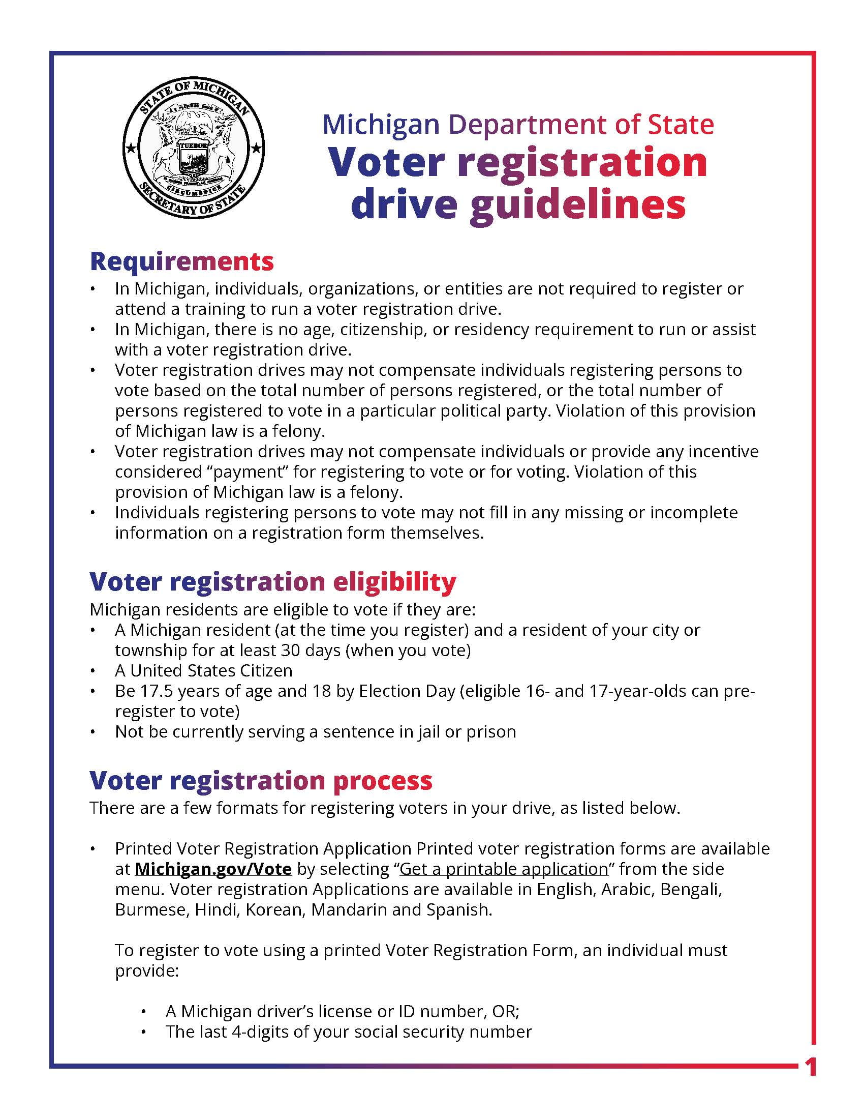 Voter registration drive guidelines thumbnail