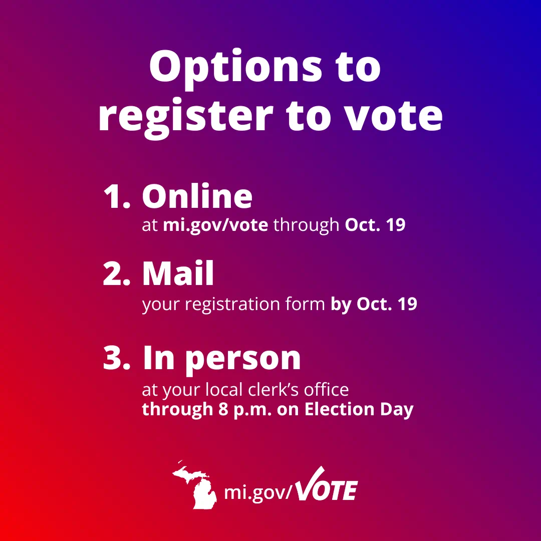 Options to register to vote - Online mail in person