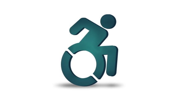 3D blue wheelchair symbol