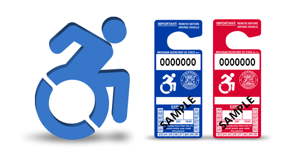 Disability icon with two parking placards images