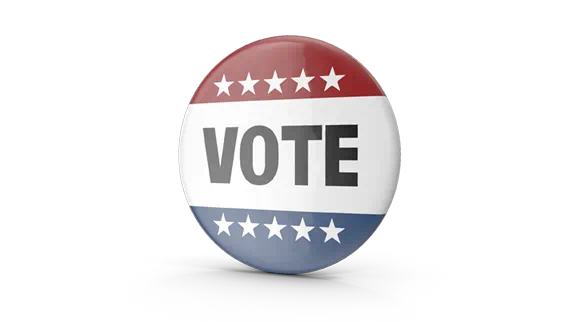 Red, white, and blue vote button