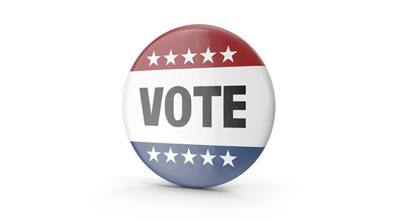 Red, white, and blue vote button