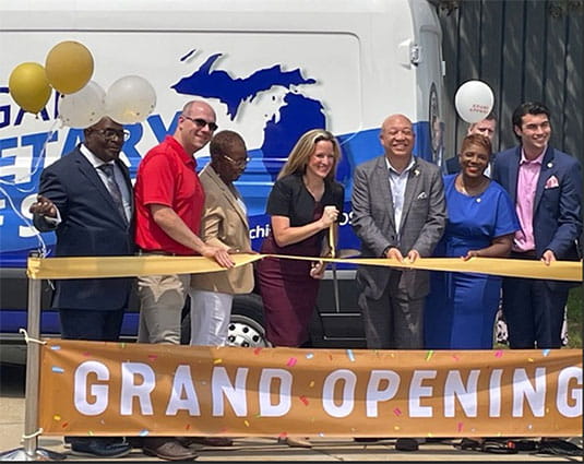 Secretary Benson cuts ribbon