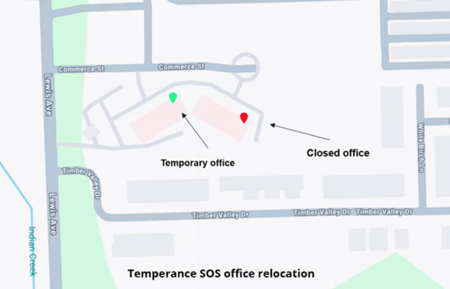 Temperance Temporary Relocation