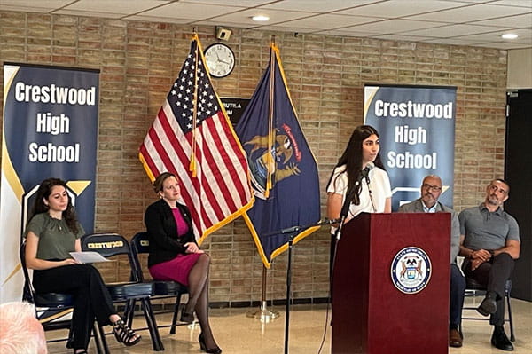 Crestwood senior and National Honor Society president Hala Komaiha spoke
