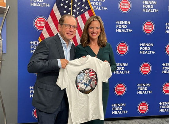 Secretary Benson and Arn Tellem