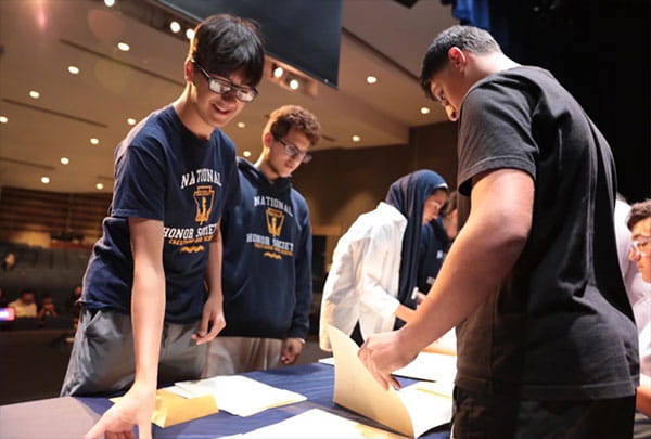 Students at Crestwood High School hold a mock election