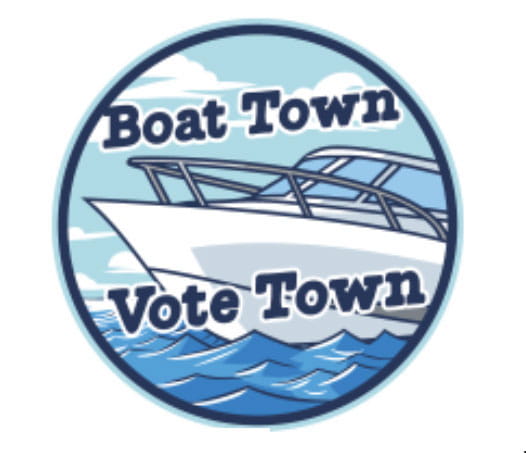 Boat Town Vote Town sticker