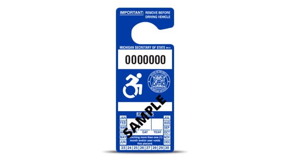 Blue disability parking placard