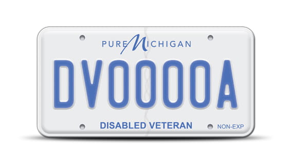 Michigan permanent disabled veteran license plate with non-expiring indicator