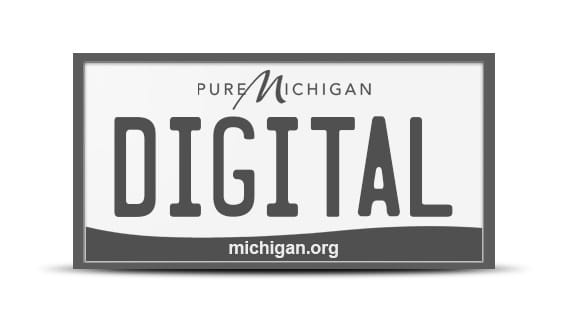 Visual representation of a digital Michigan license plate